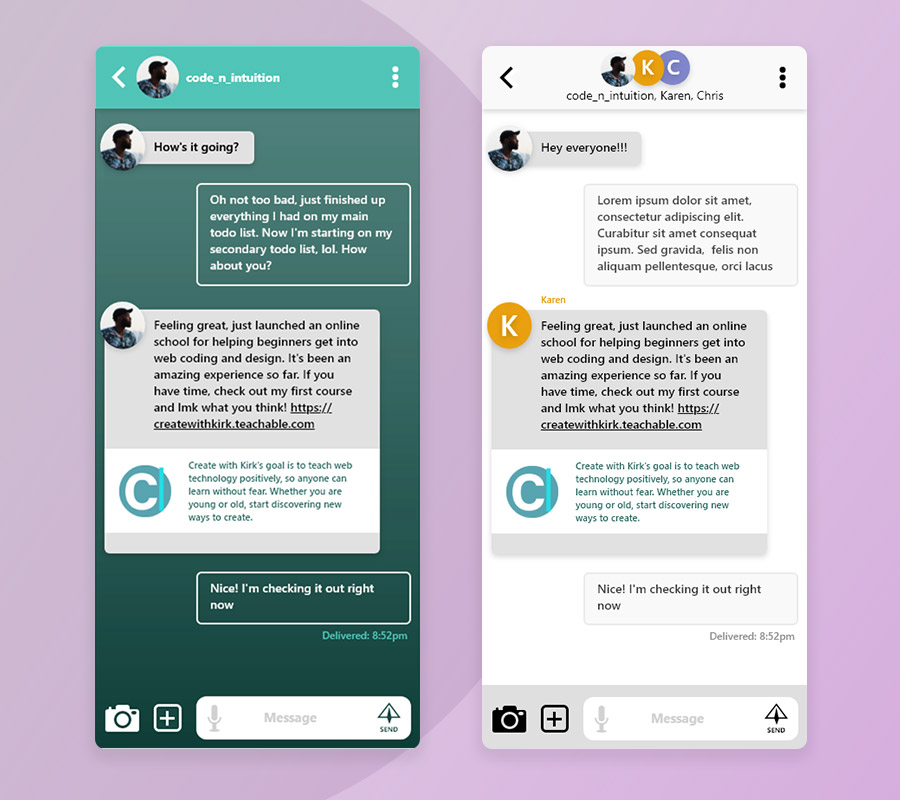 Daily UI Challenge #13 &mdash; Direct Messaging